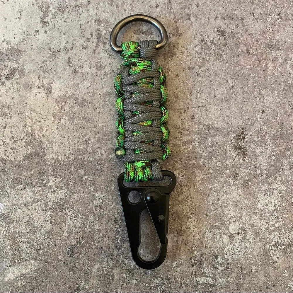 Paracord Keychain Handmade USA Unisex Sporty King Cobra Green Grey NEW